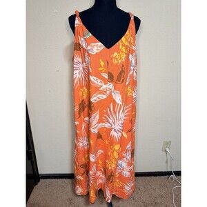 Gap Women’s XL Petite Linen Blend Dress Floral Beach Boho Summer Sundress